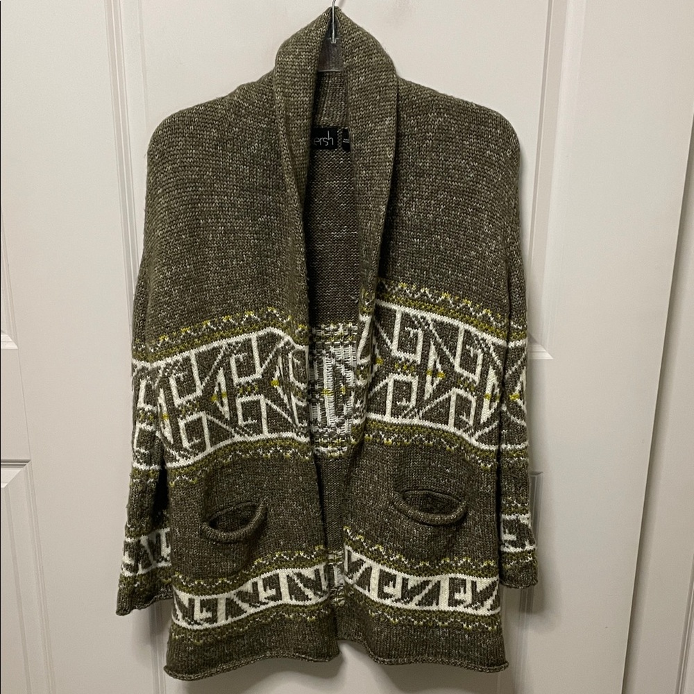 Kersch Taupe Aztec Cardigan Pockets! Large Comfort Cozy